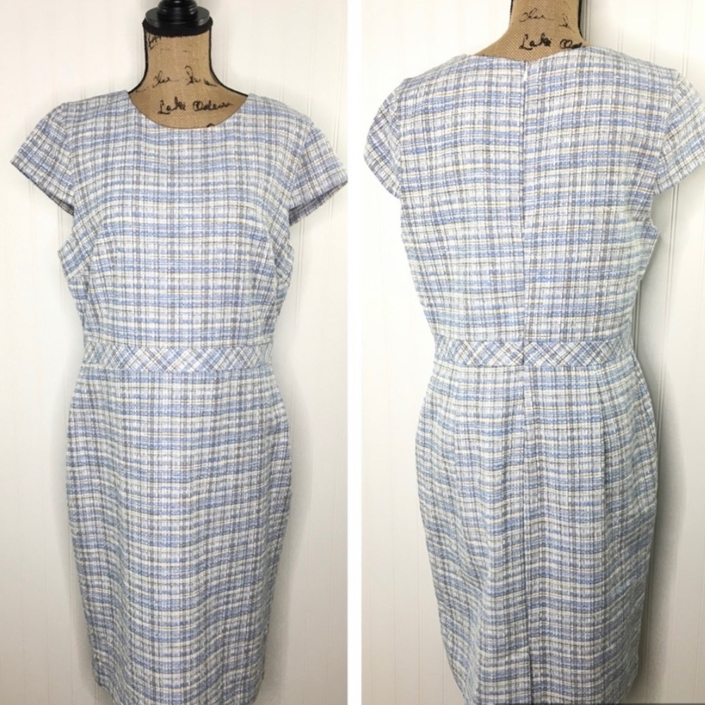 Banana Republic Plaid Tweed Lined Dress Size 14